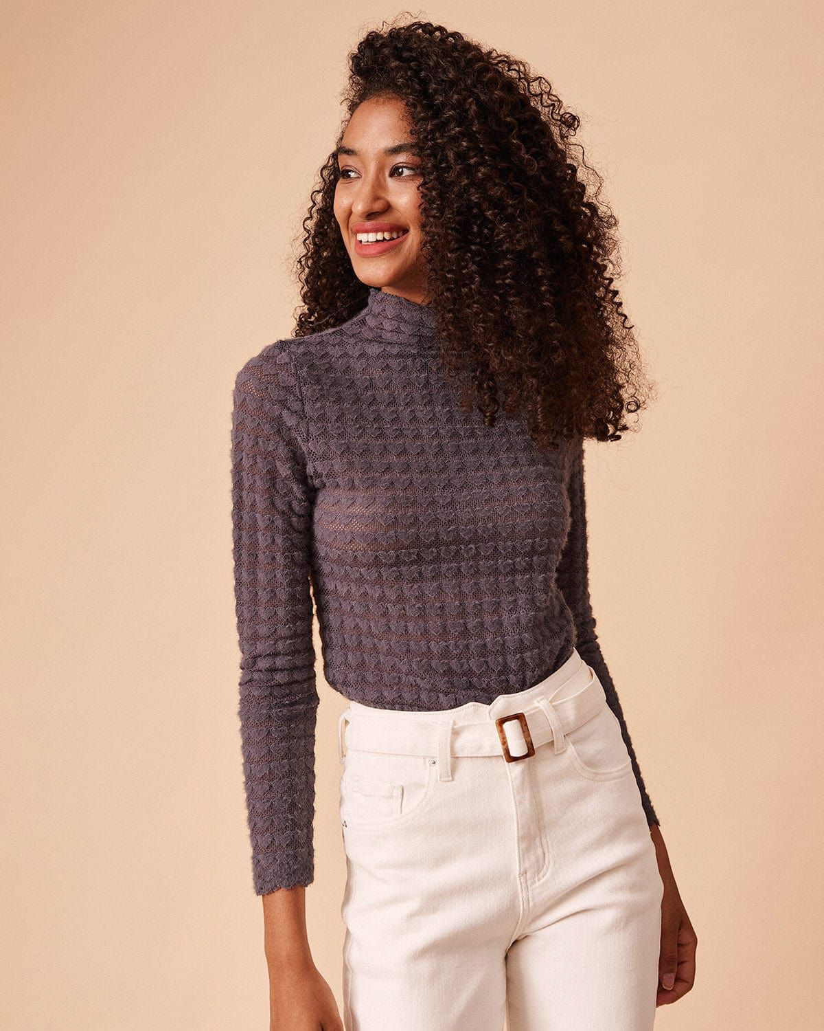 The Mock Neck See-through Knit Top sold by rihoas product image thumbnail 7