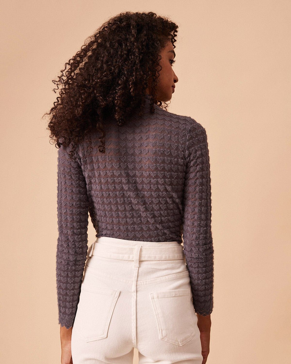 The Mock Neck See-through Knit Top sold by rihoas product image thumbnail 10