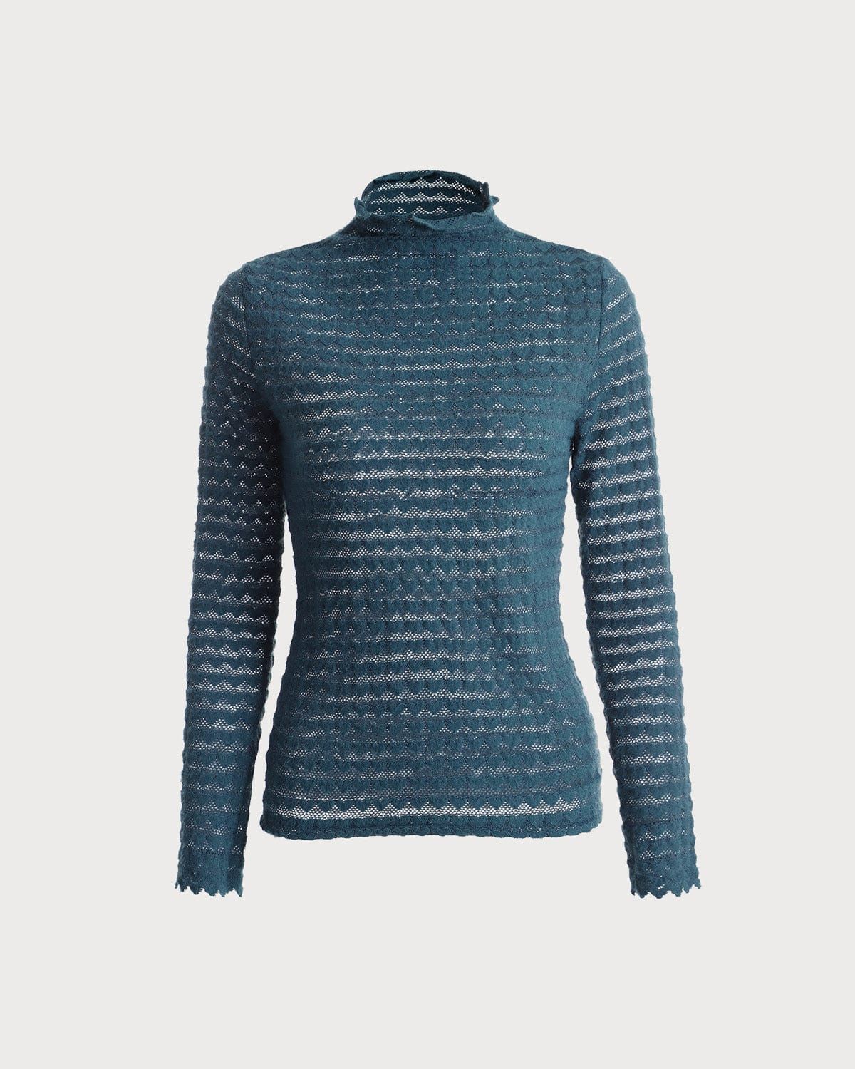 The Mock Neck See-through Knit Top sold by rihoas product image thumbnail 6