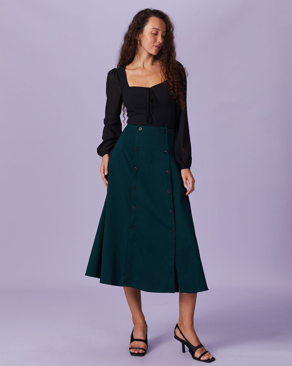 The Black Sweetheart Neck Lantern Sleeve Blouse sold by rihoas product image thumbnail 3