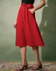 The Red High-Waisted Tie Strap Midi Skirt sold by rihoas