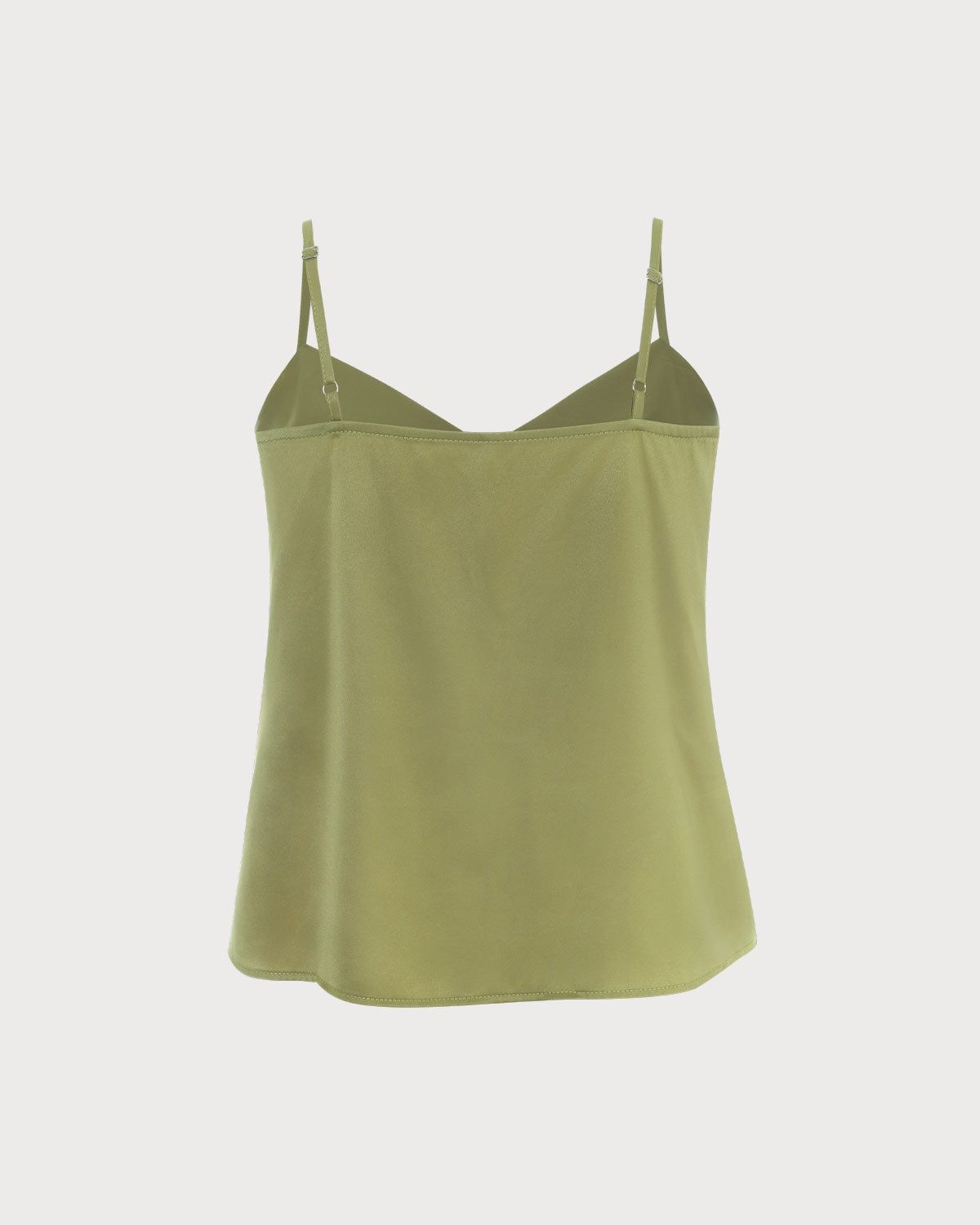 The Solid V Neck Ruffle Sleeveless Satin Cami Top sold by rihoas product image thumbnail 2