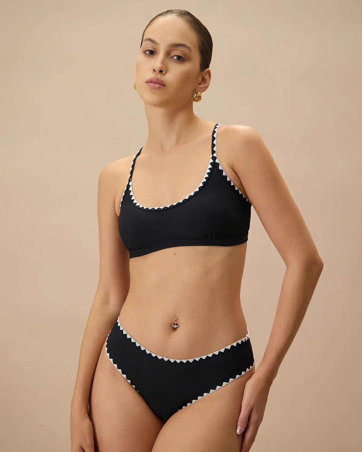 The Black Contrast Ribbed Bikini Bottom sold by rihoas product image thumbnail 2