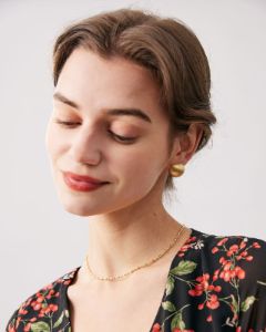 The Gold Oval Beaded Chain Necklace sold by rihoas