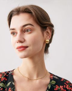 The Gold Oval Beaded Chain Necklace sold by rihoas