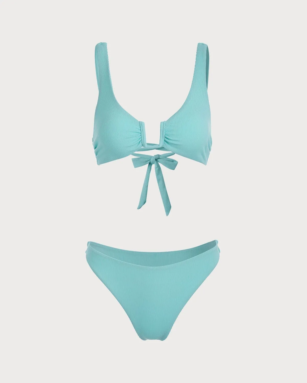 The Blue U-Neck Knotted Bikini Set sold by rihoas product image thumbnail 5