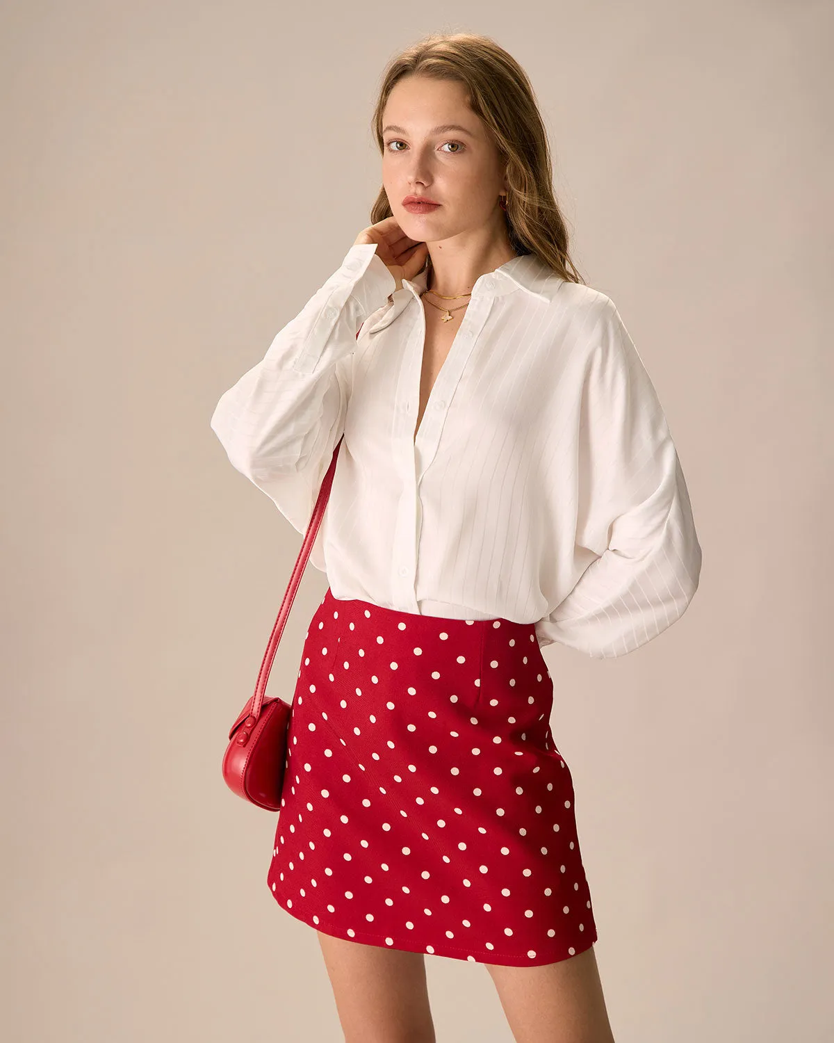 Women's White Striped Long Sleeve Satin Shirt sold by rihoas