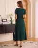 The Green V Neck Button Wrap Maxi Dress sold by rihoas