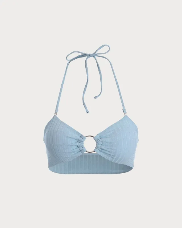 The Solid Color Backless Halter Bikini Top made by rihoas
