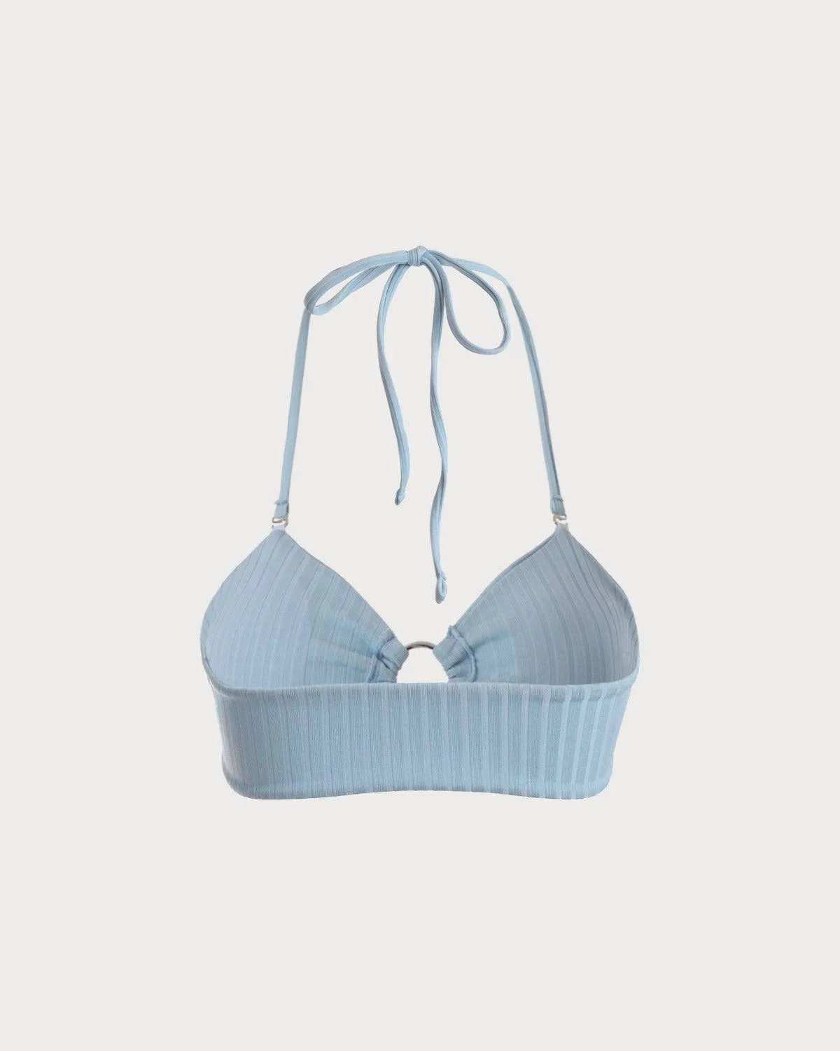The Solid Color Backless Halter Bikini Top sold by rihoas product image thumbnail 3