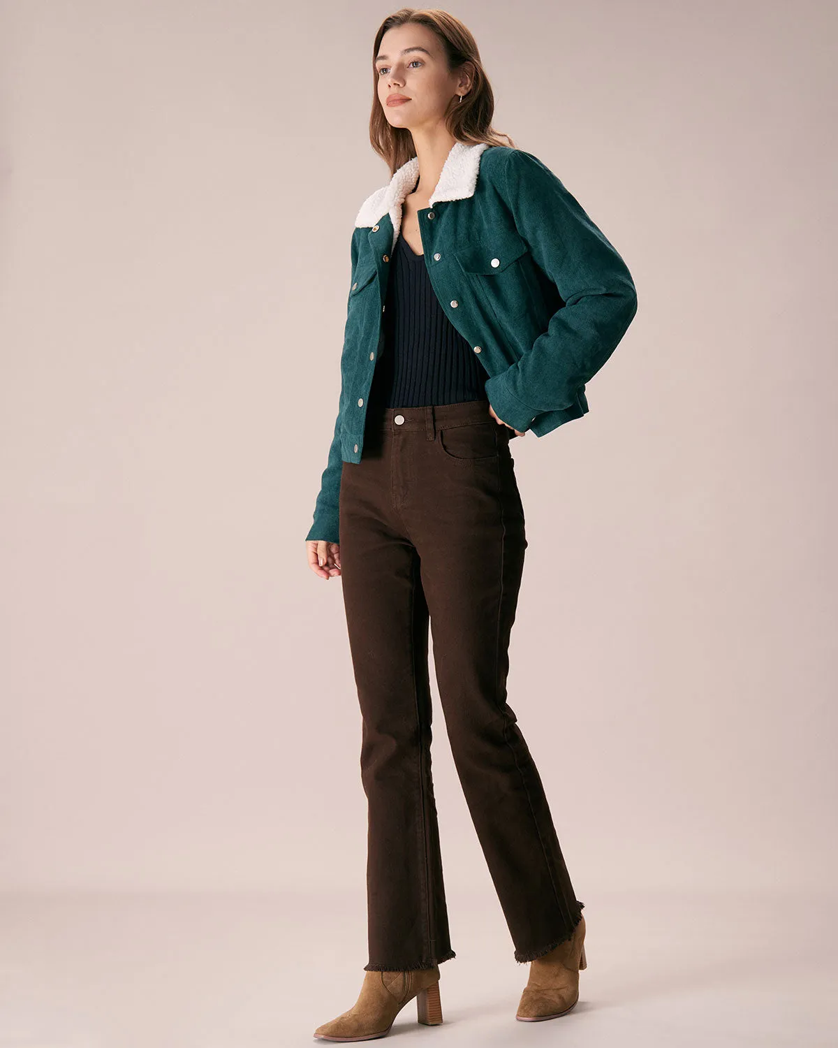 The Green Single Breasted Corduroy Jacket sold by rihoas product image thumbnail 4