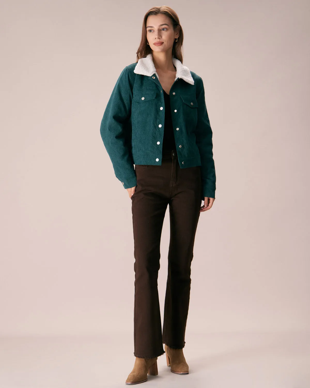 The Green Single Breasted Corduroy Jacket sold by rihoas product image thumbnail 3
