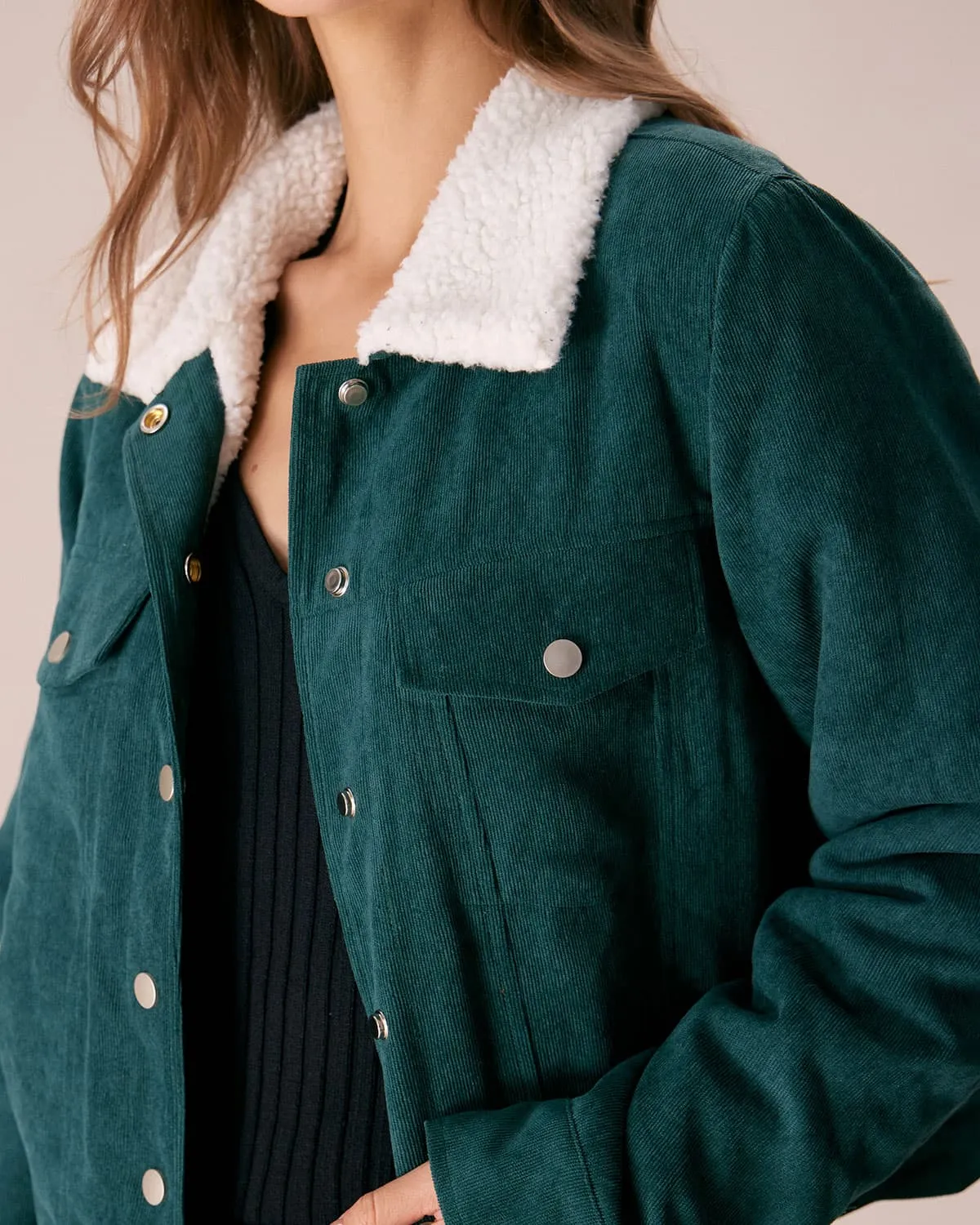 The Green Single Breasted Corduroy Jacket sold by rihoas product image thumbnail 2