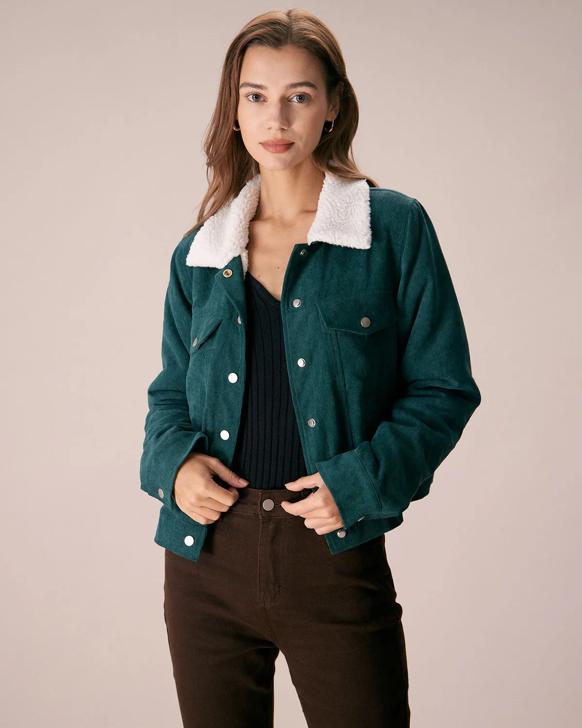 The Green Single Breasted Corduroy Jacket sold by rihoas