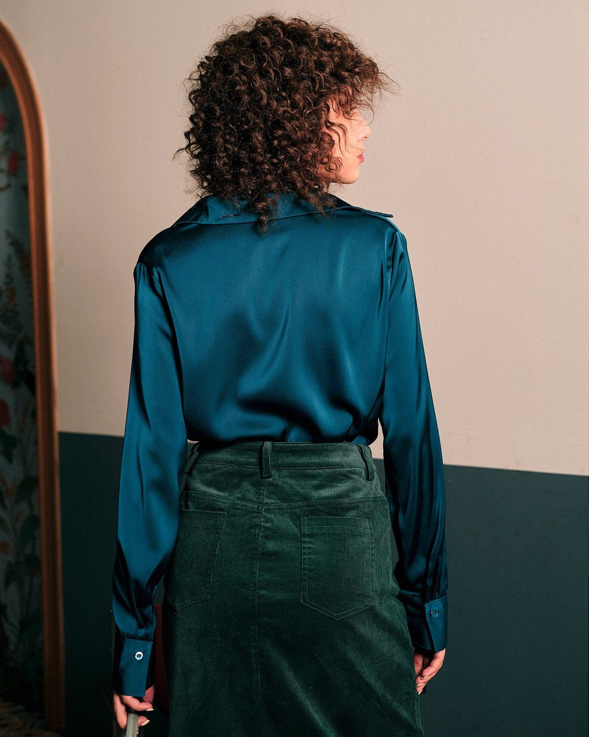 The Cowl Neck Long Sleeve Satin Blouse sold by rihoas product image thumbnail 5