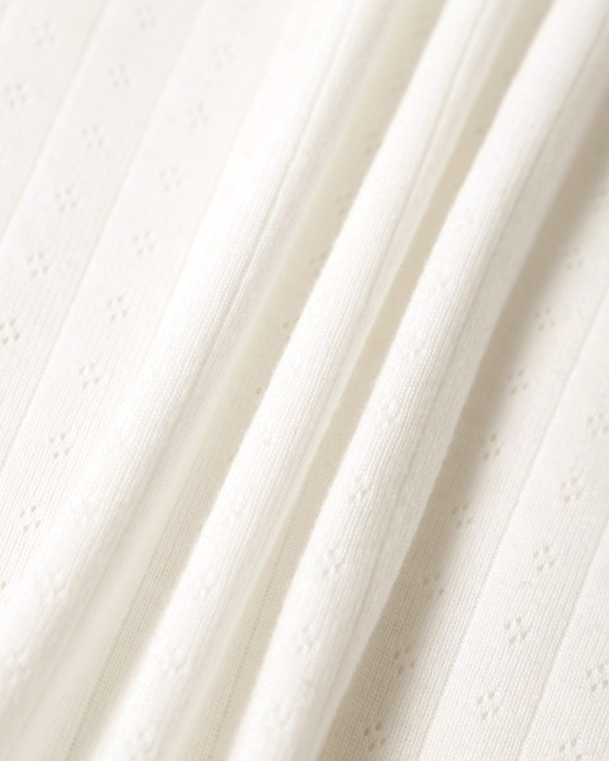 The White Round Neck Lace Pointelle Knit Top sold by rihoas product image thumbnail 2