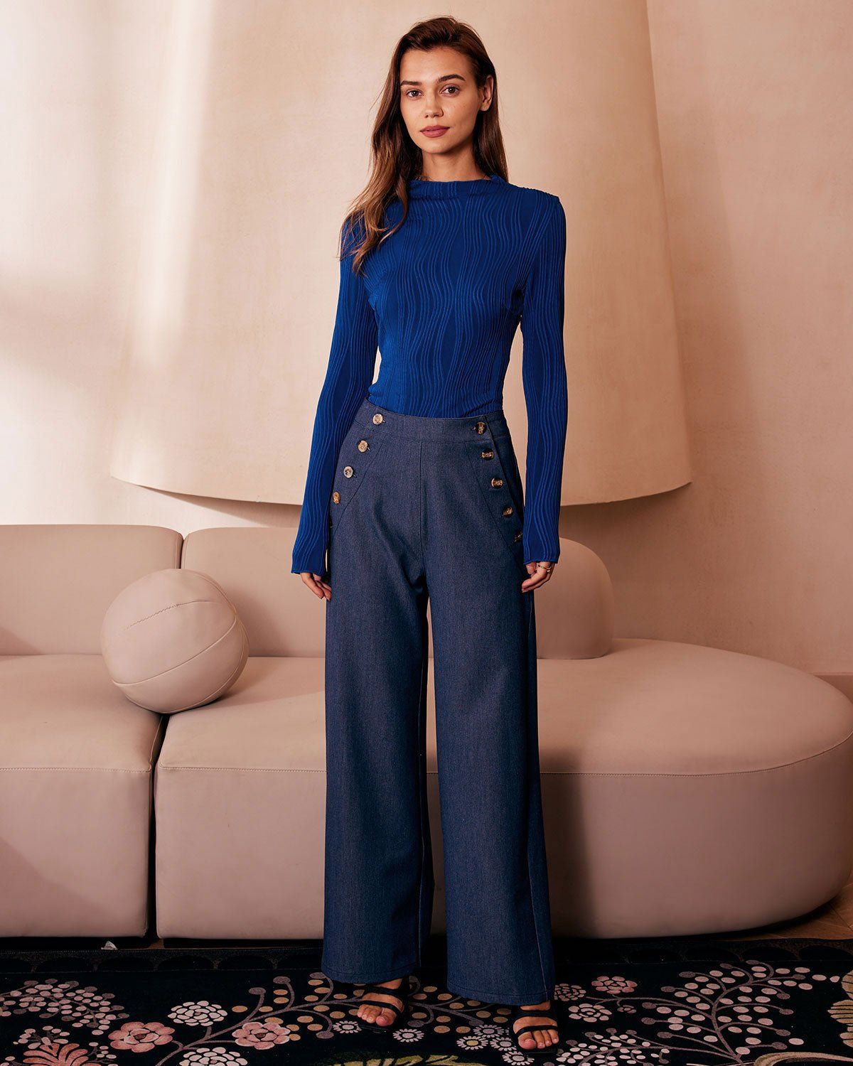 The High Waisted Button Fly Faux Jeans sold by rihoas product image thumbnail 2