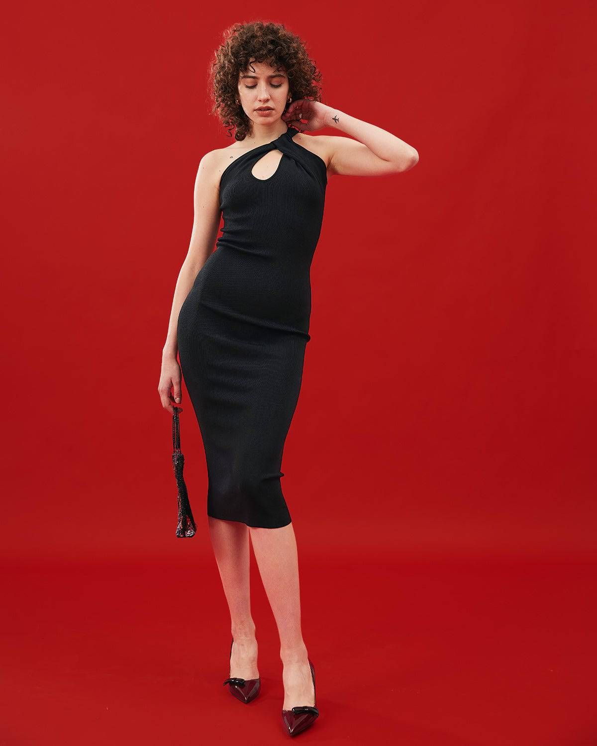The Premium-fabric Exposed Shoulder Cutout Bodycon Dress sold by rihoas product image thumbnail 3