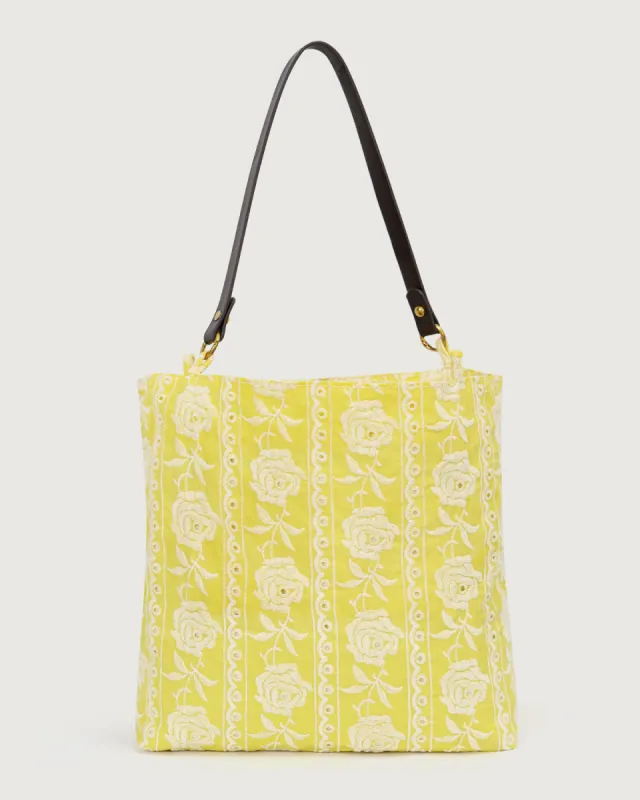 The Yellow Floral Embroidery Shoulder Bag sold by rihoas