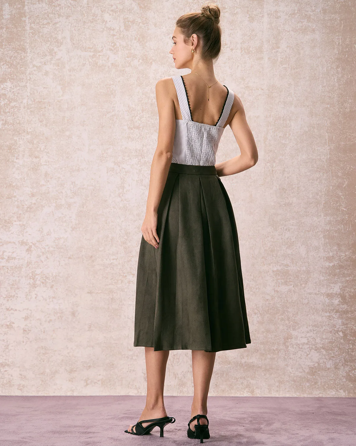 The Grey Square Neck Striped Tank Top sold by rihoas product image thumbnail 5