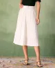 The White High-waisted Pleated Belted Midi Skirt sold by rihoas