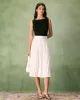 The White High-waisted Pleated Belted Midi Skirt sold by rihoas