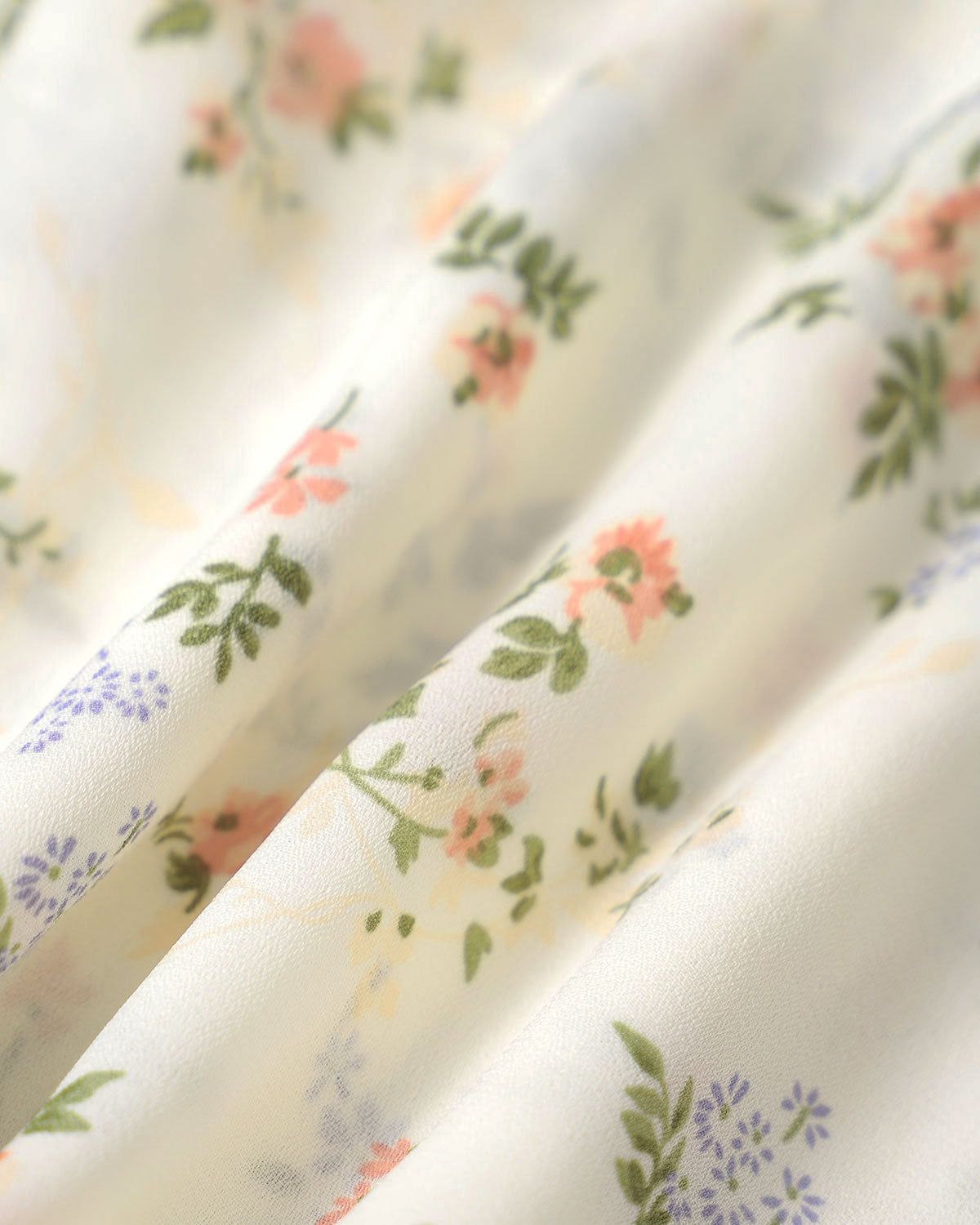 The Beige Floral Shirred Ruffle Trim Cami Top sold by rihoas product image thumbnail 2