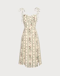 The Green Floral Sleeveless Slip Midi Dress sold by rihoas