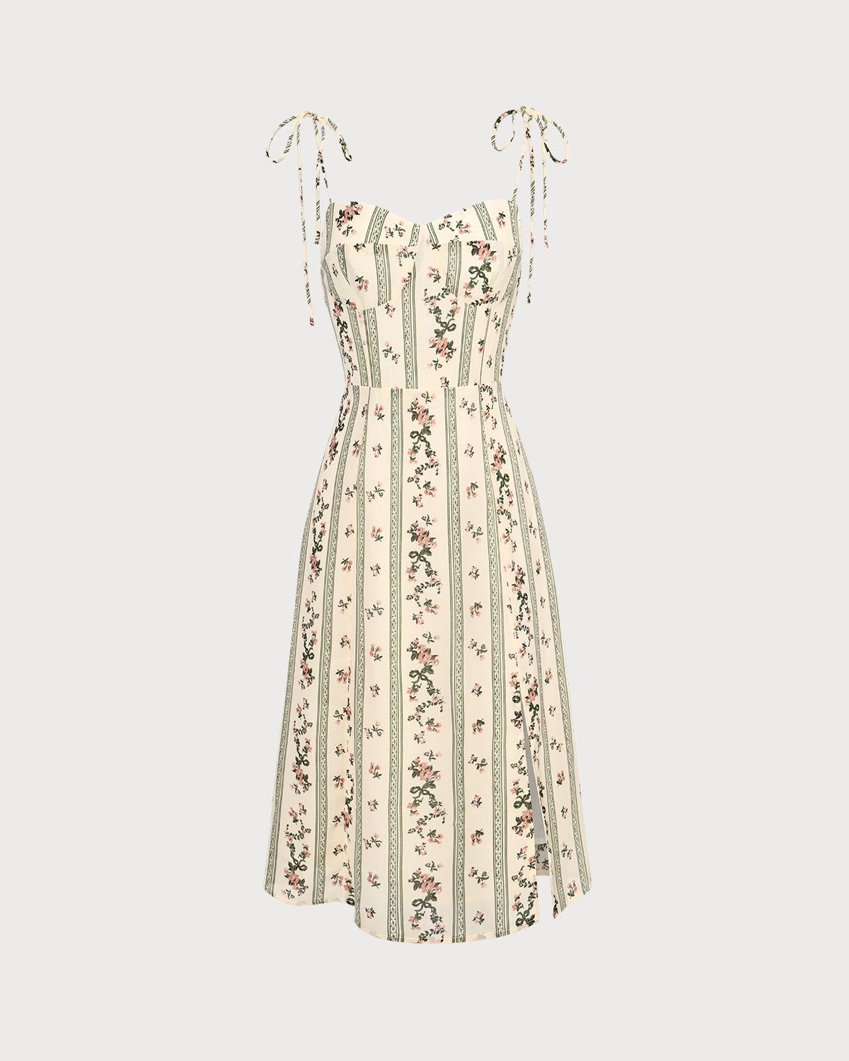 The Green Floral Sleeveless Slip Midi Dress sold by rihoas