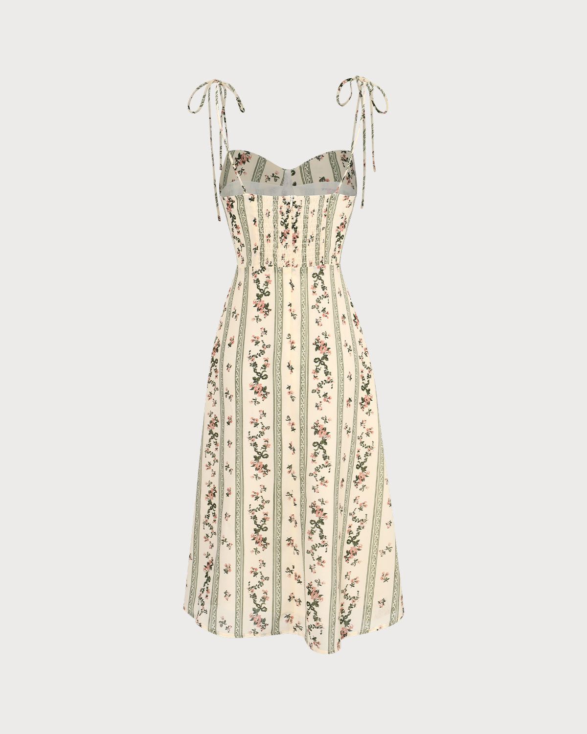 The Green Floral Sleeveless Slip Midi Dress sold by rihoas product image thumbnail 3
