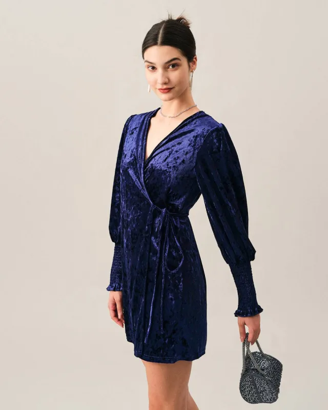 The Velvet Wrap Long Sleeve Mini Dress sold by rihoas