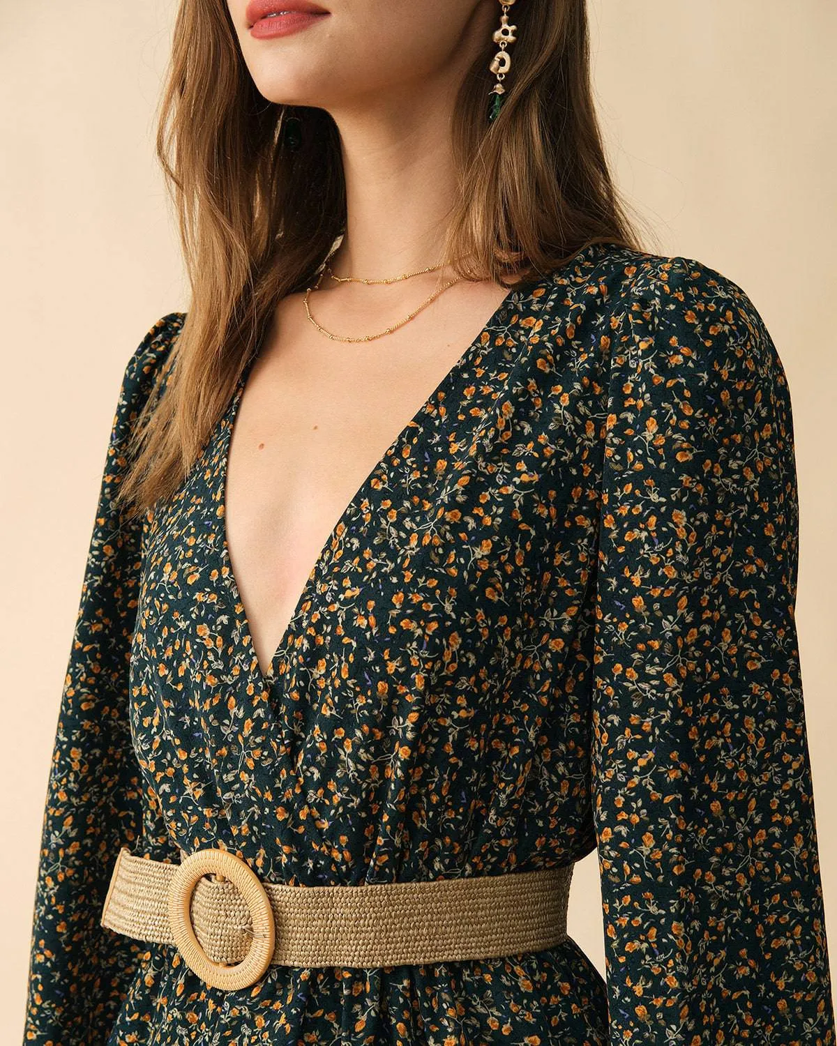 The V Neck Elastic Waist Mini Dress sold by rihoas product image thumbnail 2