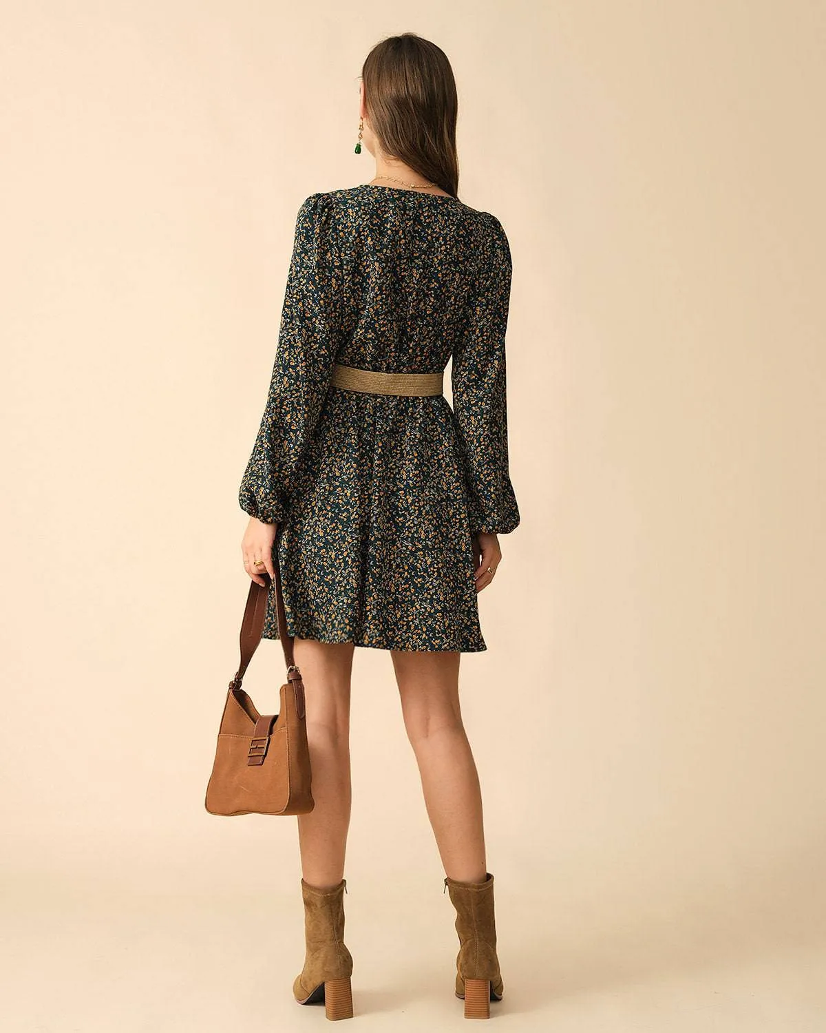 The V Neck Elastic Waist Mini Dress sold by rihoas product image thumbnail 5