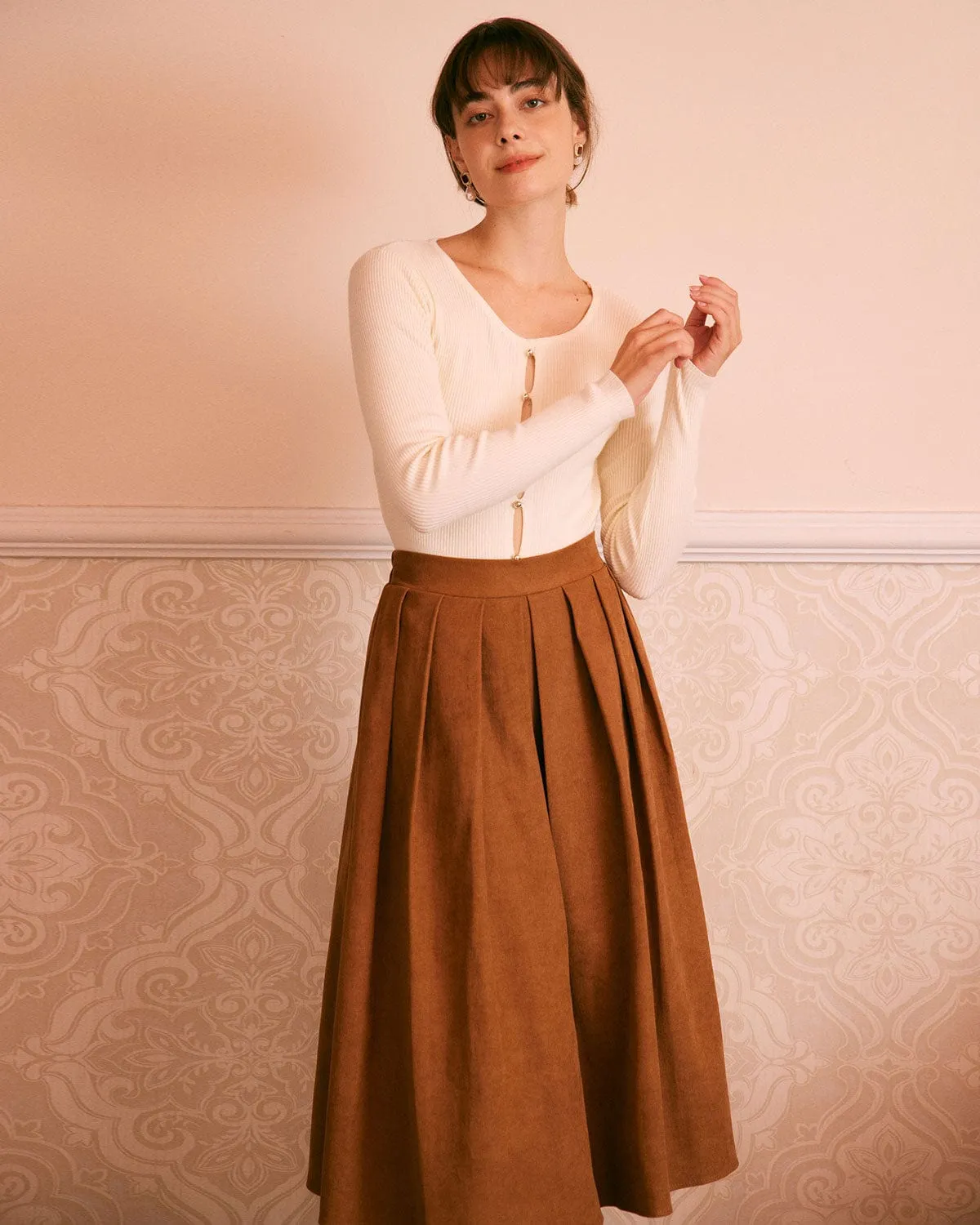 The Apricot Cut Out Long Sleeve Knit Top sold by rihoas product image thumbnail 4