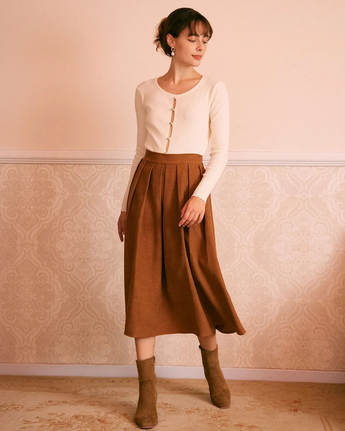 The Apricot Cut Out Long Sleeve Knit Top sold by rihoas product image thumbnail 5