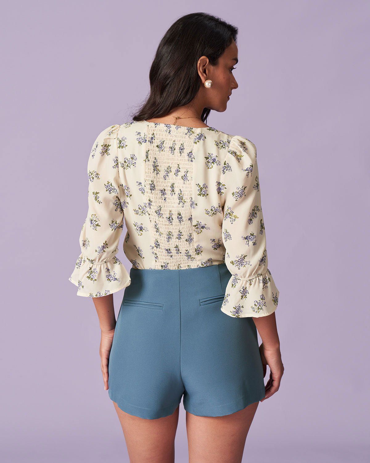 The Blue High Waist Asymmetrical Hem Skort sold by rihoas product image thumbnail 5