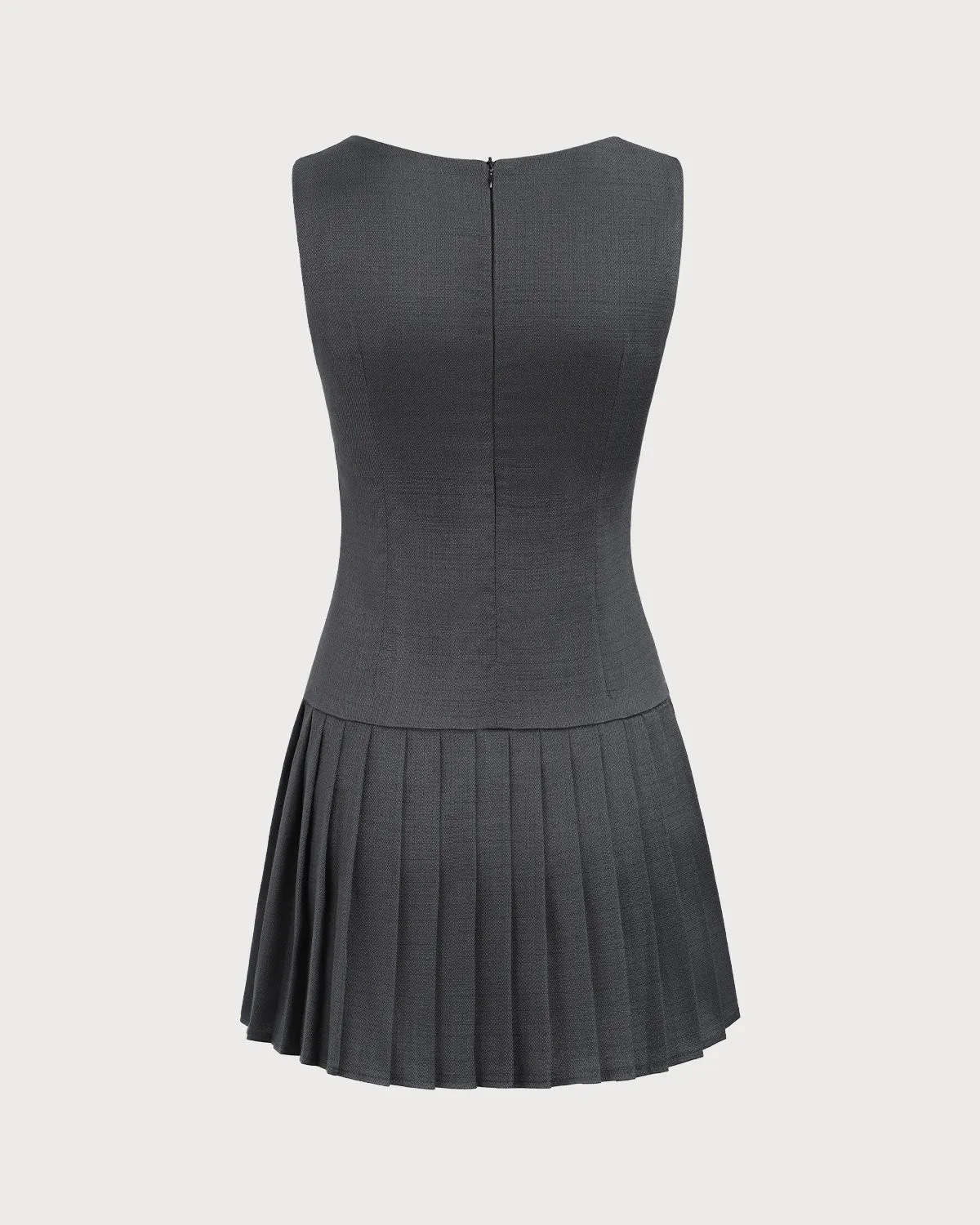 Women's Grey Pleated Sleeveless Mini Dress sold by rihoas product image thumbnail 2