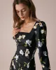 The Black Square Neck Floral Slit Midi Dress sold by rihoas