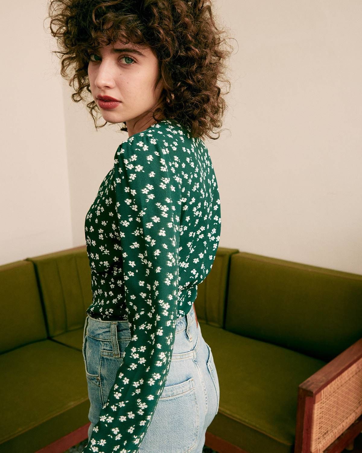 The V-Neck Floral Printed Blouse sold by rihoas product image thumbnail 5