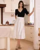 The White Hight-waisted Satin Pocket Midi Skirt sold by rihoas