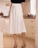 The White Hight-waisted Satin Pocket Midi Skirt sold by rihoas