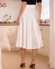 The White Hight-waisted Satin Pocket Midi Skirt sold by rihoas