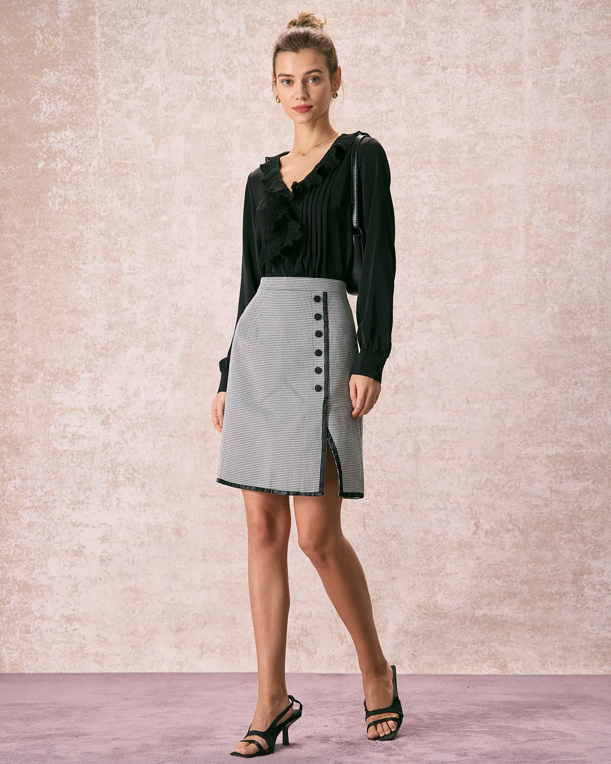 The Black V Neck Ruffle Long Sleeve Blouse sold by rihoas product image thumbnail 4