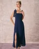 The Navy Square Neck Ruffle Hem Midi Dress sold by rihoas