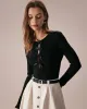 The Black Boat Neck Bowknot Front Knit Top sold by rihoas