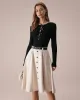 The Black Boat Neck Bowknot Front Knit Top sold by rihoas