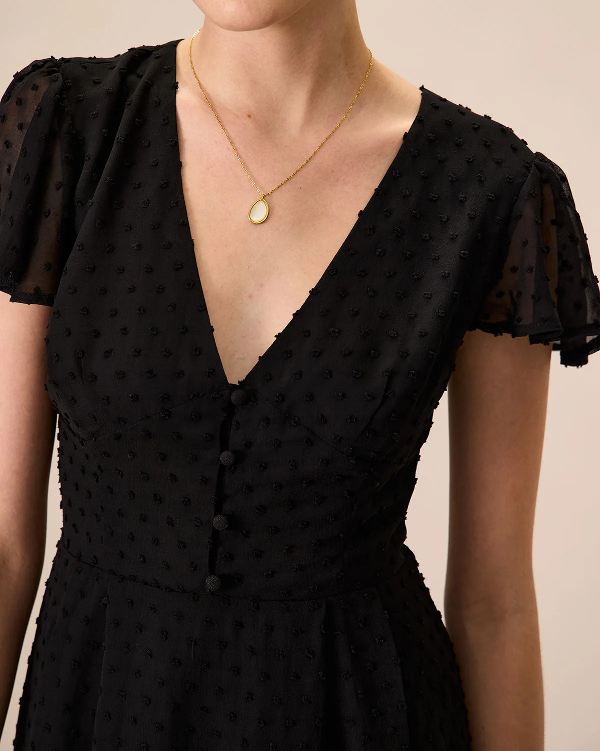 Women's Black V-Neck Ruched Mini Dress sold by rihoas product image thumbnail 2