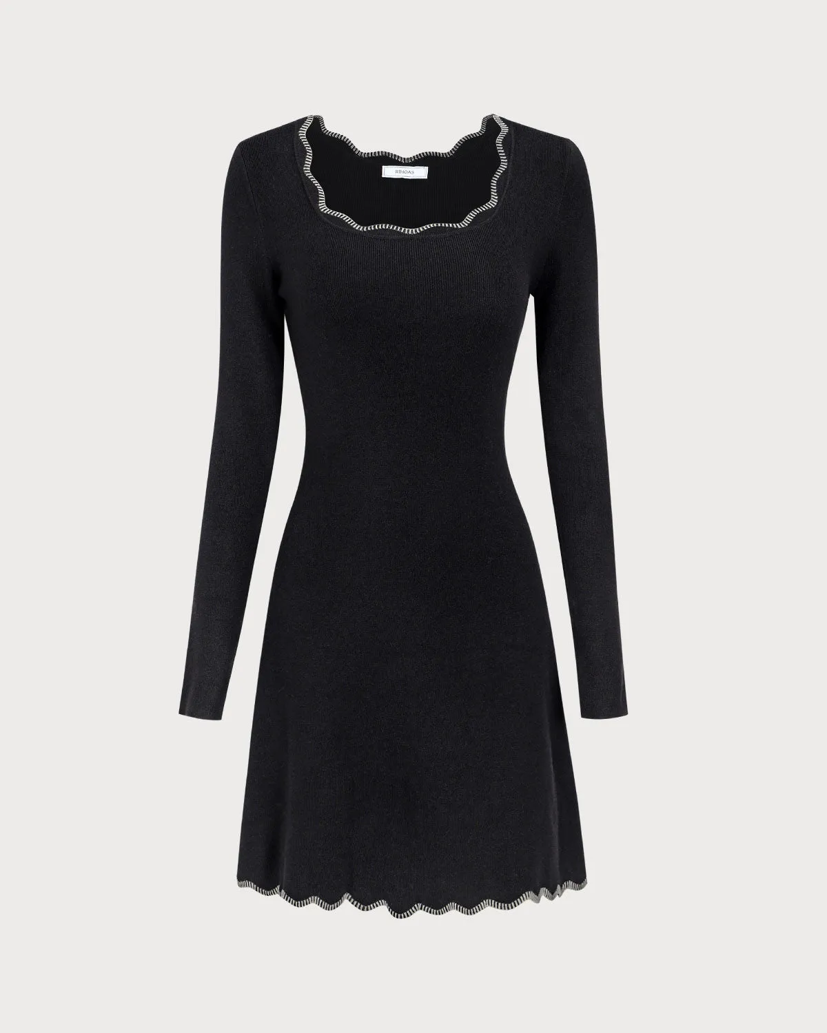 Women's Black Contrasting Knit Mini Dress sold by rihoas