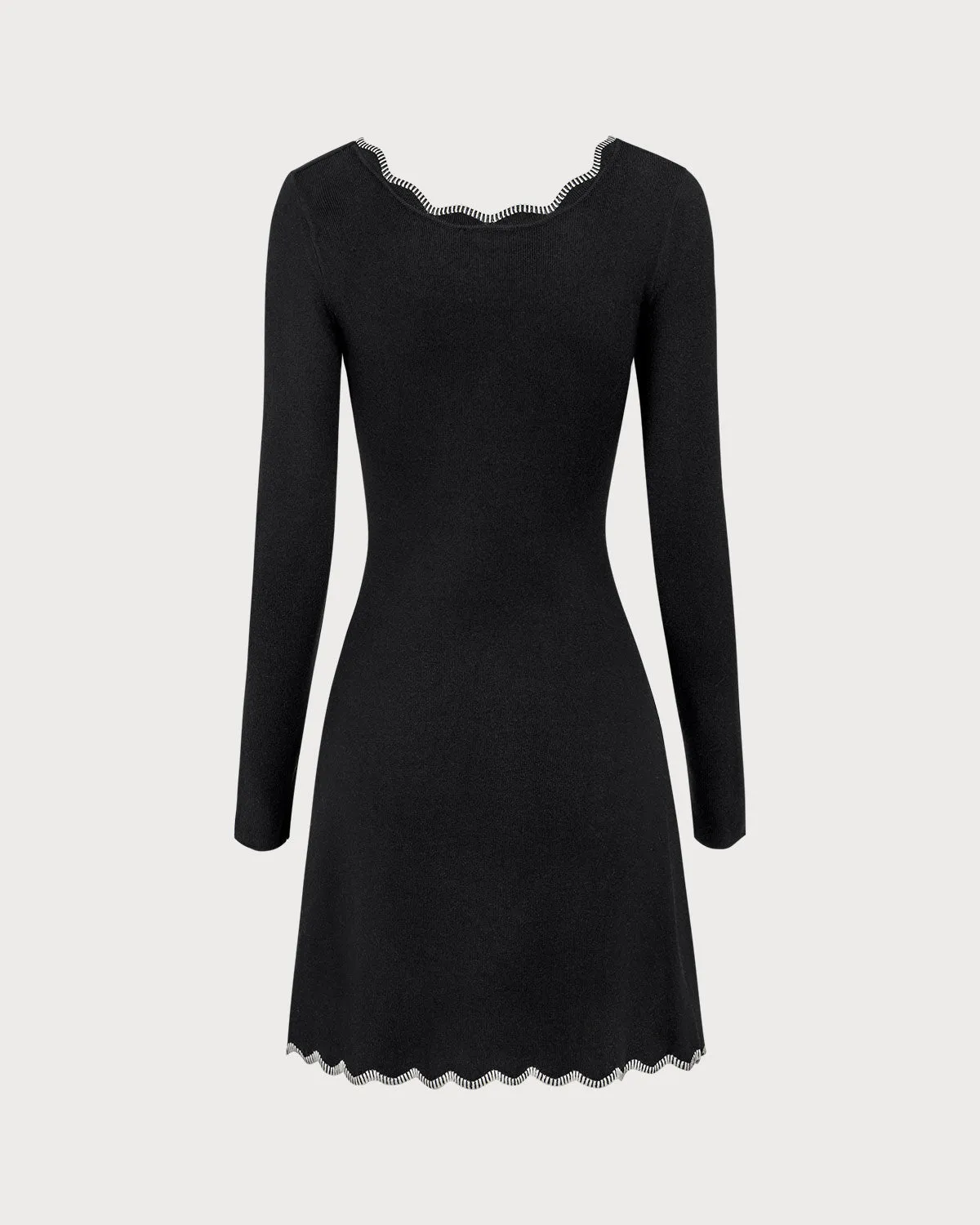 Women's Black Contrasting Knit Mini Dress sold by rihoas product image thumbnail 2