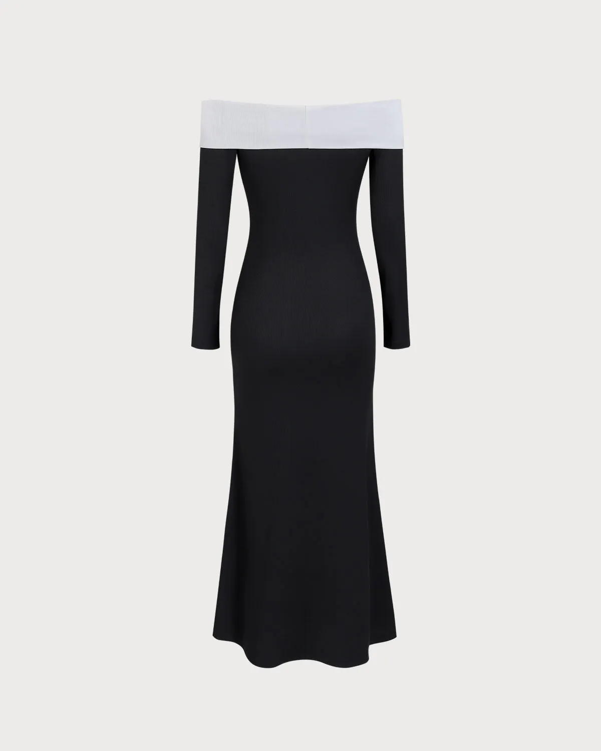 Women's Black Contrasting Off-the-shoulder Maxi Dress sold by rihoas product image thumbnail 5